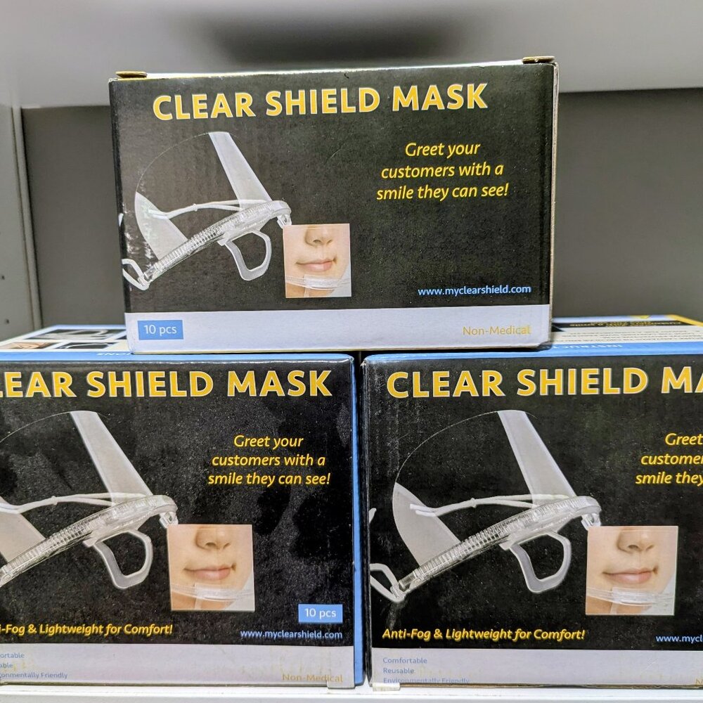 3 New Boxes Clear Shield Masks – 30 pcs Total – Reusable Transparent Masks
